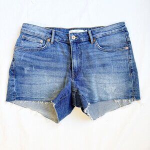 NEW H&M L.O.G.G. High-Waisted Distressed Denim Cutoff Shorts Womens Size 10